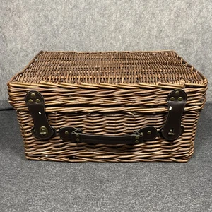 Medium Wicker Basket Picnic Hamper Leather Straps H23xW30xL45cm *See Desc - Picture 1 of 24