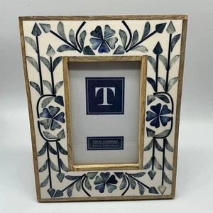 Two’s Company Blue Belle Bone Inlay 9,5” X 7,5” cornice 4” X 6” cavalletto posteriore foto - Foto 1 di 11