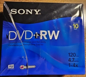Sony DVD + RW 10er Pack wiederbeschreibbare DVD Discs 4,7GB 120 Minuten versiegelt - Bild 1 von 3
