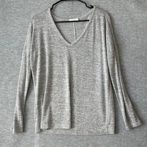 rag & bone Women's Size M Grey Heather Knit Long Sleeve V Neck Theo T Shirt - Picture 1 of 7