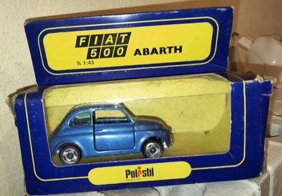 Fiat 500 Abarth Polistil Politoys E 23 blu metallizzata con box anni 70  1/43 - Immagine 1 di 4