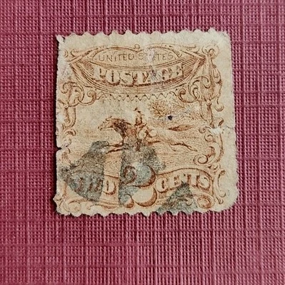 Lot 16. US Stamp  1869 SC #113 Pictorial Issue 2c Brown Pony Express  - Image 1 of 3