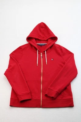 Tommy Hilfiger Men’s Full Zip Hoodie Sweatshirt Red Size Large L Logo Classic Ca - Image 1 of 4