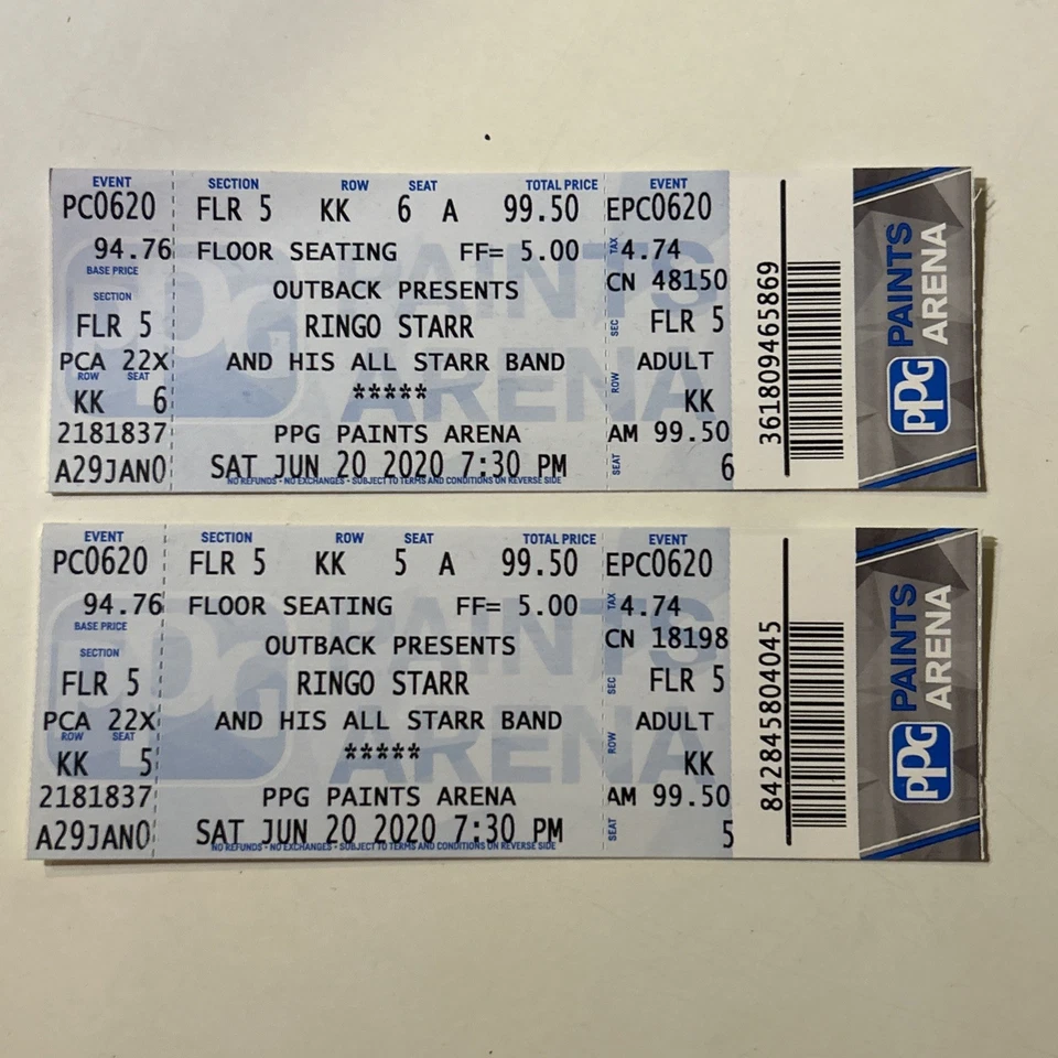 2x Unused Tickets for Ringo Starr And His All Starr Band - Image 1 of 1