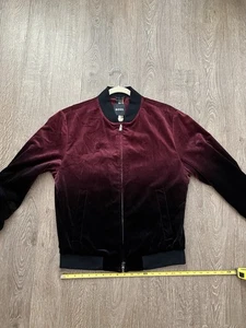 $1099 Hugo Boss Ombre Italian Velvet Bomber Jacket Men’s 38R Medium Black Merlot - Picture 1 of 16