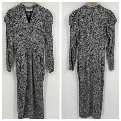 Maxi Vestido De Colección Nicole Miller Manga Abullonada Cuello en V Talla 6 Grunge Años 90 Whimsygoth Foto 1 de 4