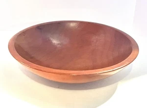 "Cuenco de madera de colección rústico de campo torneado a mano de 9"" para servir frutas baratija firmado" - Imagen 1 de 4