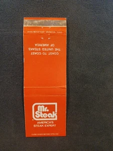 Mr. Steak America's Steak Expert Vintage Matchbook Cover - Picture 1 of 2