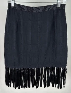 Falda Dorothy Schoelen Platino Años 90 De Colección Mediana Satén Flecos Esmoquin Rayas - Imagen 1 de 11