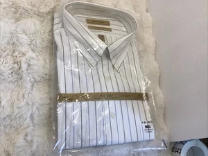Chemise rayée Roundtree and Yorke 18/33,100% coton,BLANC neuve avec étiquette,sans fer 0333 - Photo 1/4