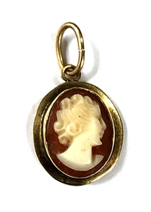 14k Gold Cameo Pendant .5 inch - Vintage - Picture 1 of 17