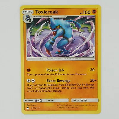 Toxicroak 64/131 Rare Sun & Moon: Forbidden Light Pokemon Card - Image 1 of 2