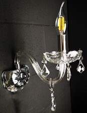 Contemporary K9 Clear Crystal 1 Glass Arms Candle Wall Light finish in Chrome