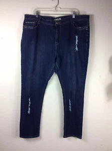 Caren Sport Womens Distressed Embellished Blue Jeans Size 22 EUC - Bild 1 von 6