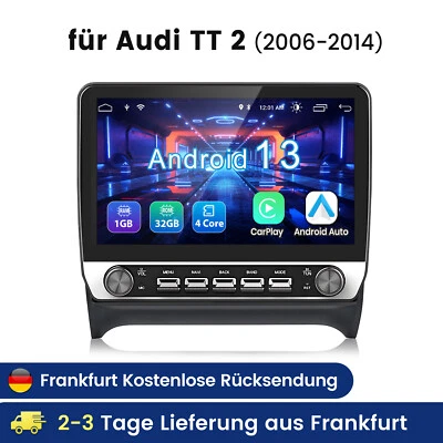 Autoradio Carplay Für AUDI TT 2006-2014 Android 14 GPS Navi WIFI BT FM USB SWC - Bild 1 von 4