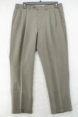 Ralph Lauren Dress Pants Men's 38x32 Green Pleated Cuffed Straight Office Wear - Image 1 of 4