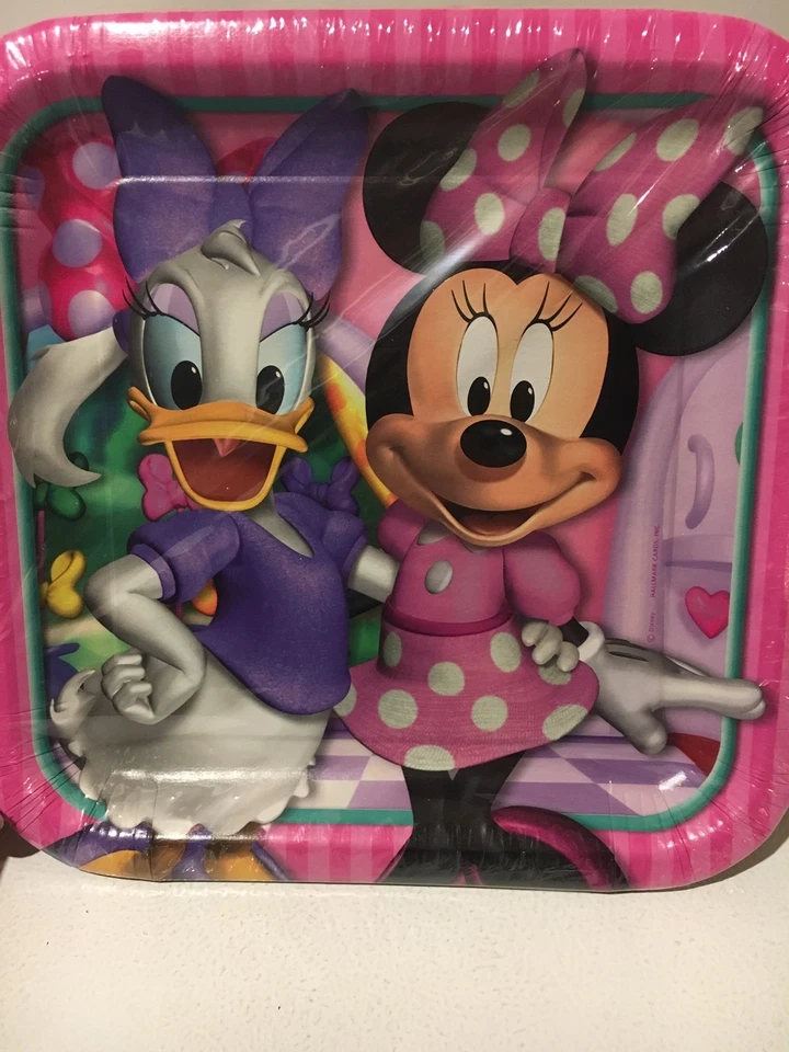 Pratos quadrados de jantar Disney Minnie Mouse Hallmark 8 peças suprimentos para festa - Imagem 1 de 2