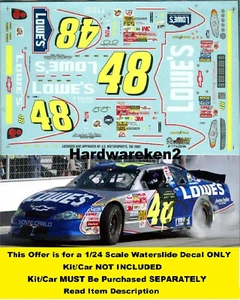 NASCAR DECAL #48 LOWE'S 2002 CHEVROLET MONTE CARLO JIMMY JOHNSON SLIXX 1/24 - Picture 1 of 2