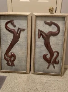 MID CENTURY MODERN 1950s 3D Pair Horses Wall Art F Weinberg Era - hangs v/h - Picture 1 of 13