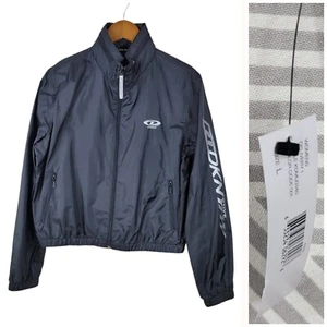 NEW DKNY Active Windbreaker Jacket Size Large Lightweight Packable Hood Black - Picture 1 of 9