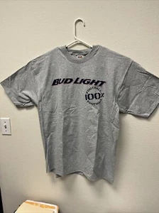 Budweiser Bud Light 100% Football Shirt - Gray size XL Fruit of the Loom T Shirt - Picture 1 of 9