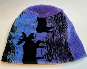 Soft Fuzzy SKI Winter Snow Hat Beanie Cap Purple Blue Moose Alaska Nature One Sz - Picture 1 of 6