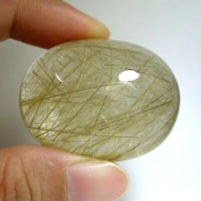 126.35 ct  SHIMMERING  RARE NATURAL RUTILE QUARTZ   CABOCHON  WR - Image 1 of 2