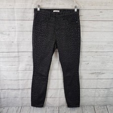 Good American Womens Good Legs Crop Jeans Sz 8 Black Animal Print High Rise