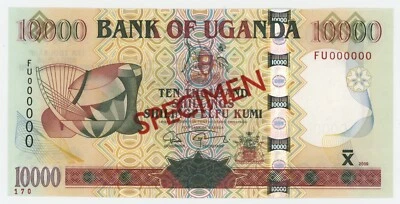 Uganda 10000 Shilingi 2009 Pick 45.s UNC Uncirculated Banknote Specimen - Image 1 of 2