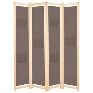 4-teiliger Raumteiler Braun 160 x 170 x 4 cm Stoff - Bild 1 von 8