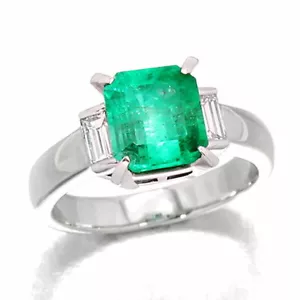 Smaragd Diamant Ring PT900 #51 US-Größe #5,75 E2,53ct D0,404ct aufgearbeitet - Bild 1 von 7
