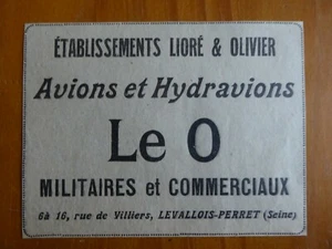 7/1928 PUB LIORE ET OLIVIER RUE VILLIERS LEVALLOIS AVION HYDRAVION ORIGINAL AD - Picture 1 of 1