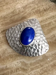 Vintage Navajo Artist Silversmith J Yates Sterling Silver Lapis Lazuli Pendantđź’— - Picture 1 of 5