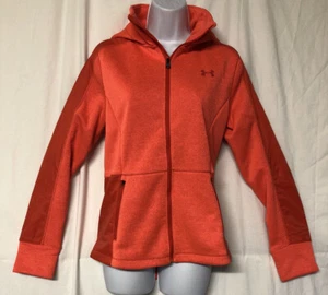 UA Under Armour Women's Orange Hooded Coldgear Water Resistant Jacket Size S NEW - Picture 1 of 2