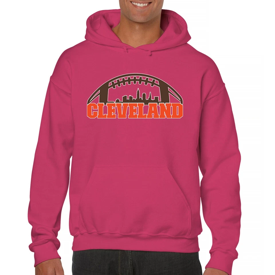 Sudadera de fútbol Cleveland Skyline naranja sangrado y marrón Dawg Pound sudadera con capucha Foto 1 de 1