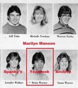 Años 80 Escuela Secundaria YrBk MARILYN MANSON ~ Anticristo Superestrella Animales Mecánicos - Imagen 1 de 4