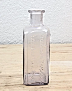Botella de farmacia "STANDARD PHARMACY" de 4 1/2” de alto amatista de Los Angeles CA 1890 - Imagen 1 de 8