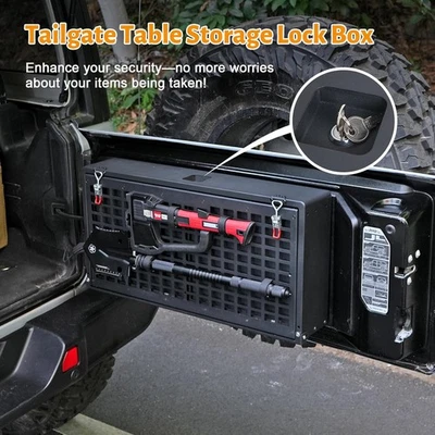 Drop Down Tailgate Table For Jeep Wrangler JK JKU JL JLU Rear Door Storage Shelf - Imagem 1 de 4