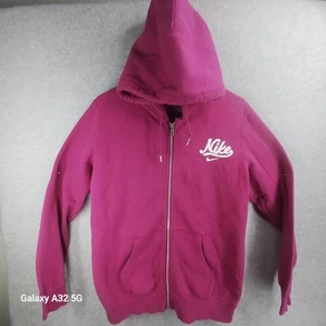 NIKE Graphic Zip Hoodie Sweatshirt Jacket Womens Size XL Hot Pink Spellout Rare  - Picture 1 of 19