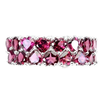 Anello in argento sterling 925 cuore granato rodolite 4 mm gemma gioielli 6 - Immagine 1 di 4