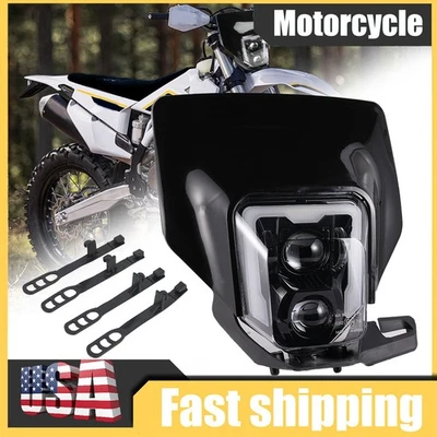 LED HEADLIGHT w/ BLACK MASK For Husqvarna TE FE FC TX 125 250 300 350 450 501 - Image 1 of 4