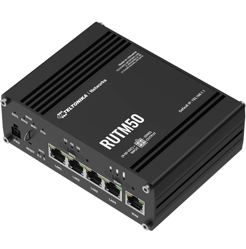 Teltonika RUTM50 5G Industrial Cellular Router - Dual Sim Failover, Gigabit - Image 1 of 4
