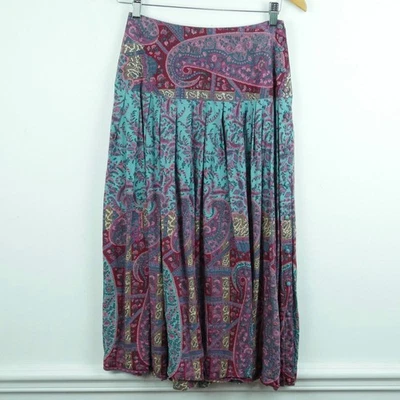 Vintage XS S Midi Skirt Paisley Whimsigoth Boho Festival 90s Peasant Western - Image 1 of 4