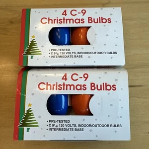 Two- 4 Pack MULTI COLOR SOLID C-9 Light Bulbs 5 Watt Holiday Christmas Night NEW - Picture 1 of 4