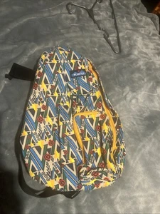 KAVU Rope Bag Sling Crossbody Rucksack Geometrisch Azteken Canvas Multicolor Muster - Bild 1 von 5