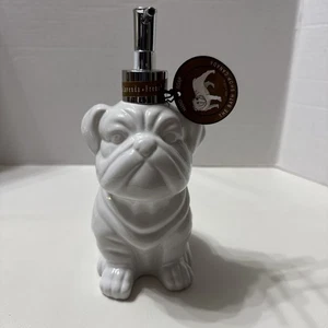 Bath Shop Canada White Ceramic Bull Dog French Lavenda Soap Dispenser/Pump New - Picture 1 of 11