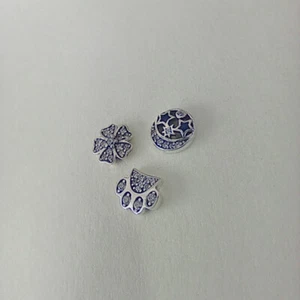 Pandora Plata Esterlina LunaPequeña Pata Impresión Flores Dijes Conjunto ALE 925 - Imagen 1 de 4