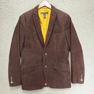 INC Pin Cord Blazer Men's S Brown Cotton Blend Sport Coat Single-Vent Classic - Picture 1 of 11