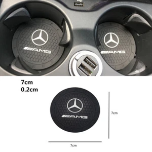 2PCS Black Rubber Car Water Cup Holder Pad Mat Coaster For Mercedes Benz AMG - Picture 1 of 1