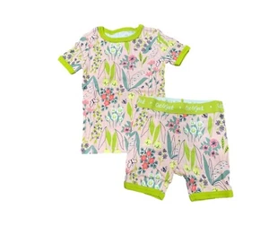 Girls 2pc Floral Print Tight Fit Shorts & T-Shirt Pajama Set - Cat & Jack Pink 4 - Picture 1 of 2